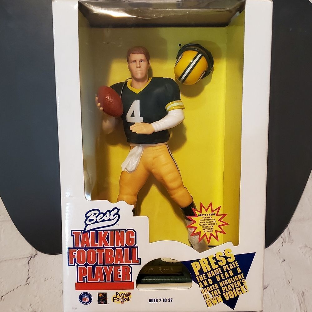 🔥NIB Vintage 1996 Brett Favre Green Bay Packers Talking Action Figure